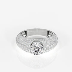 Portuguese Cut Moissanite Diamond, Luxe Accents Men's 18k Gold Ring