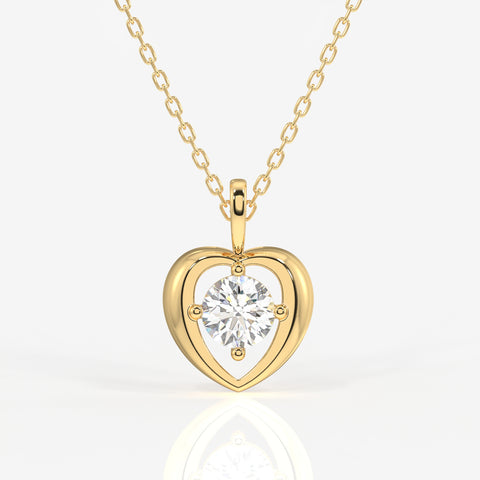 Round Cut Moissanite Diamond Fashion 14k Gold Pendant