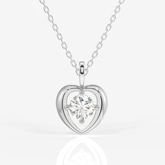 Round Cut Moissanite Diamond Fashion Sterling Silver Pendant
