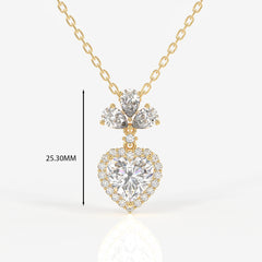 Heart Cut Lab Grown Diamond Fashion 14K Gold Pendant