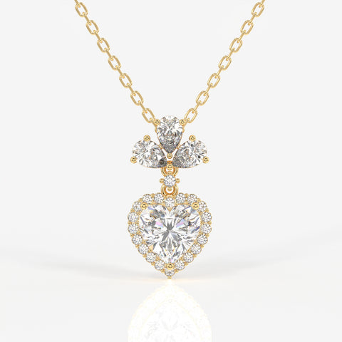 Heart Cut Lab Grown Diamond Fashion 14K Gold Pendant