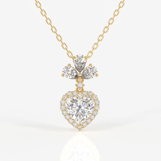 Heart Cut Lab Grown Diamond Fashion 14K Gold Pendant