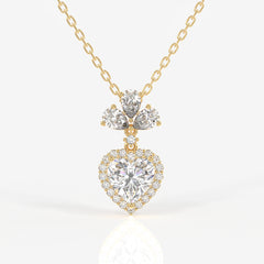 Heart Cut Lab Grown Diamond Fashion 14K Gold Pendant