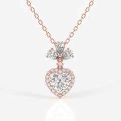Heart Cut Lab Grown Diamond Fashion 14K Gold Pendant