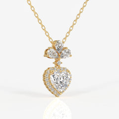 Heart Cut Lab Grown Diamond Fashion 14K Gold Pendant