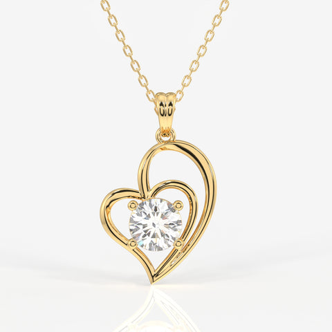 Round Cut Moissanite Diamond Fashion 14K Gold Pendant