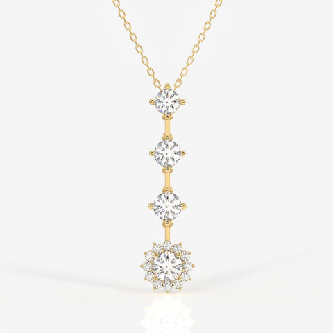 Round Cut Moissanite Diamond Fashion 14K Gold Pendant