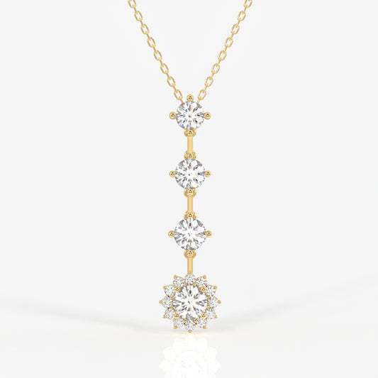 Round Cut Lab Grown Diamond Fashion 14K Gold Pendant