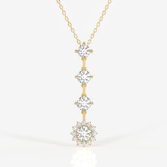 Round Cut Lab Grown Diamond Fashion 14K Gold Pendant