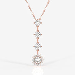 Round Cut Lab Grown Diamond Fashion 14K Gold Pendant