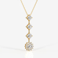Round Cut Lab Grown Diamond Fashion 14K Gold Pendant