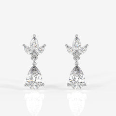 Pear Cut Lab Grown Diamond Dangle 14K Gold Earrings