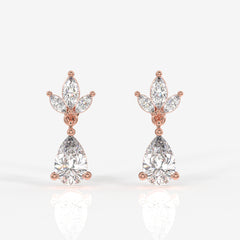 Pear Cut Lab Grown Diamond Dangle 14K Gold Earrings