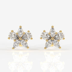 Pear & Marquise Cut Moissanite Diamond Stud Sterling Silver Earrings