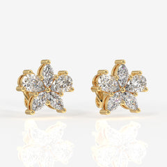 Pear & Marquise Cut Moissanite Diamond Stud Sterling Silver Earrings