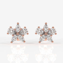 Pear & Marquise Cut Moissanite Diamond Stud Sterling Silver Earrings