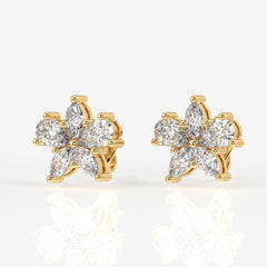 Pear & Marquise Cut Moissanite Diamond Stud Sterling Silver Earrings