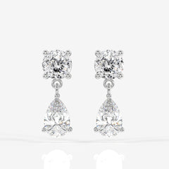 Portuguese Cut Moissanite Diamond Dangle 14K Gold Earrings
