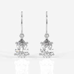 Pear Cut Moissanite Diamond Dangle Sterling Silver Earrings