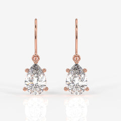 Pear Cut Moissanite Diamond Dangle Sterling Silver Earrings