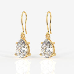 Pear Cut Moissanite Diamond Dangle Sterling Silver Earrings