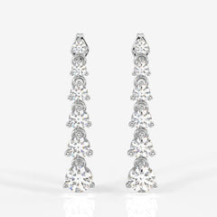 Round Cut Lab Grown Diamond Dangle 14K Gold Earrings