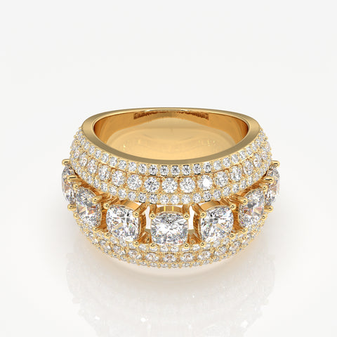 Stellar Cushion & Round Cut Moissanite Diamond Wedding Sterling Silver Band Ring