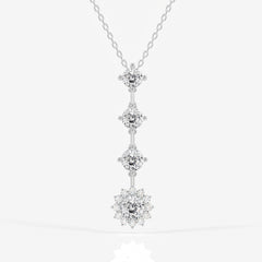 Portuguese Cut Moissanite Diamond Fashion Sterling Silver Pendant