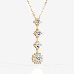 Portuguese Cut Moissanite Diamond Fashion Sterling Silver Pendant