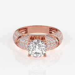 Round Cut Lab Grown Diamond Cocktail 14K Gold Rings