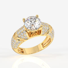 Round Cut Lab Grown Diamond Cocktail 14K Gold Rings