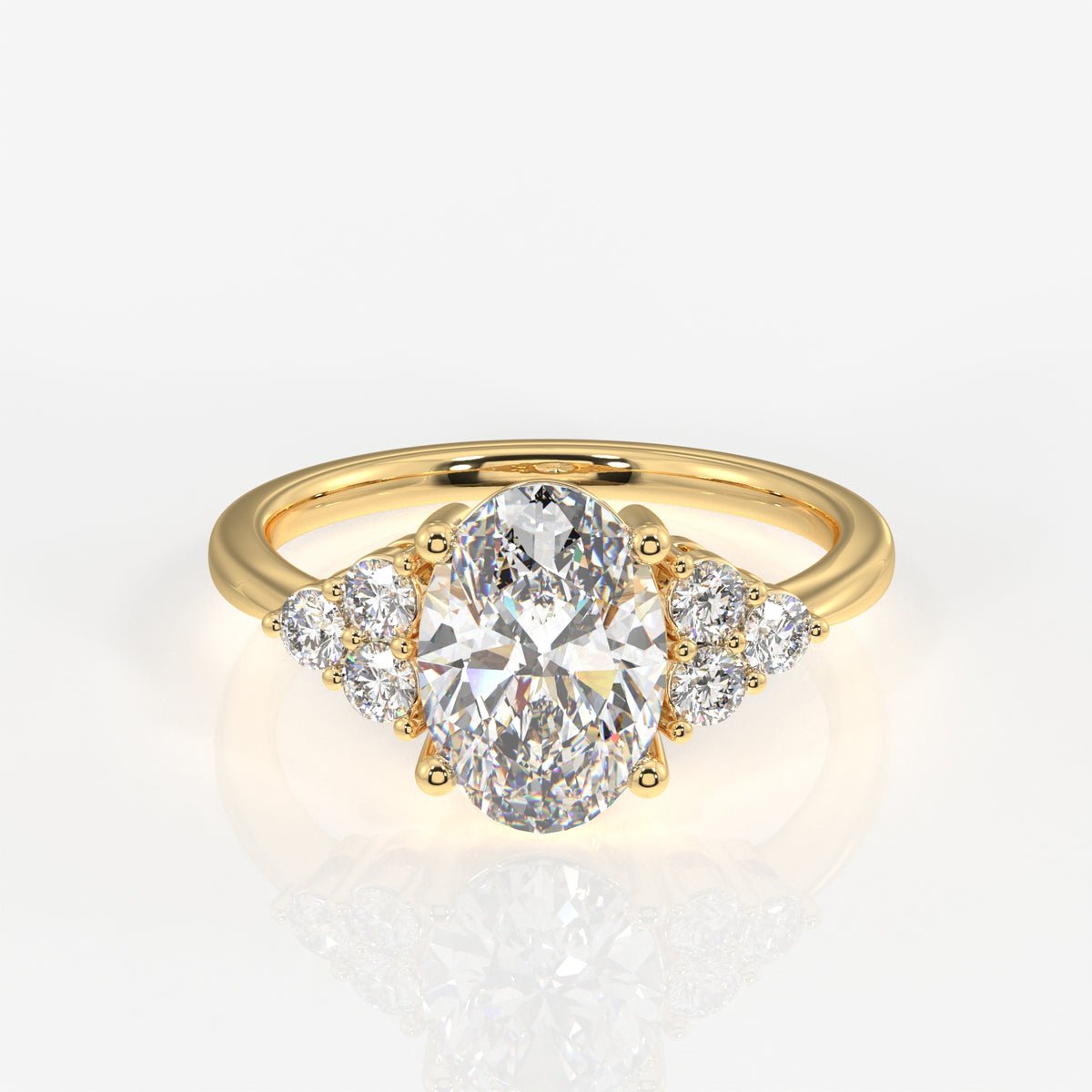 Oval Cut Moissanite Diamond Engagement Sterling Silver Ring