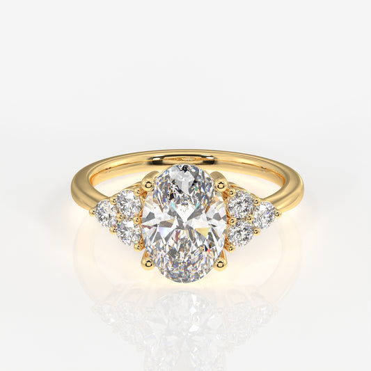 Oval Cut Lab Grown Diamond Engagement 18K Gold Ring