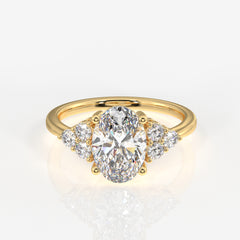 Oval Cut Moissanite Diamond Engagement Sterling Silver Ring