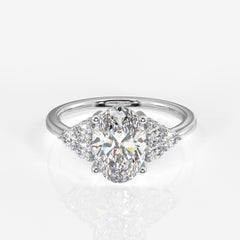 Oval Cut Moissanite Diamond Engagement Sterling Silver Ring