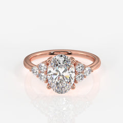 Oval Cut Moissanite Diamond Engagement Sterling Silver Ring