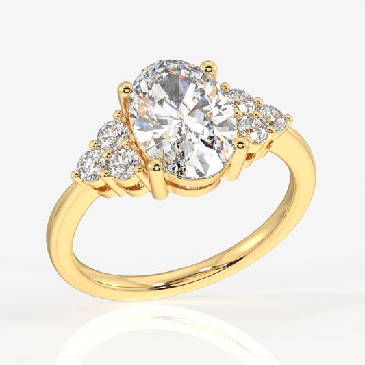 Oval Cut Lab Grown Diamond Engagement 18K Gold Ring