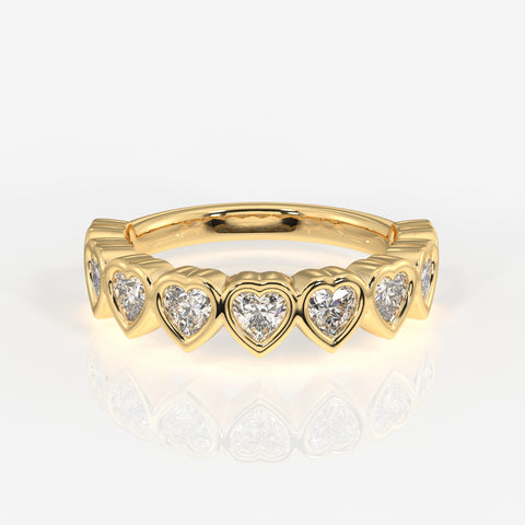 Heart Cut Lab Grown Diamond Wedding Band 14K Gold Ring
