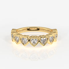 Heart Cut Lab Grown Diamond Wedding Band 14K Gold Ring