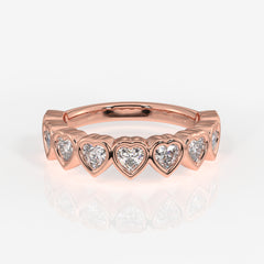 Heart Cut Lab Grown Diamond Wedding Band 14K Gold Ring