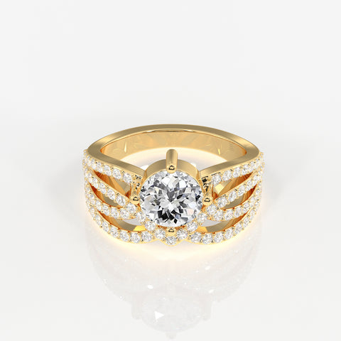 Portuguese Cut Lab Grown Diamond Cocktail 14K Gold Ring
