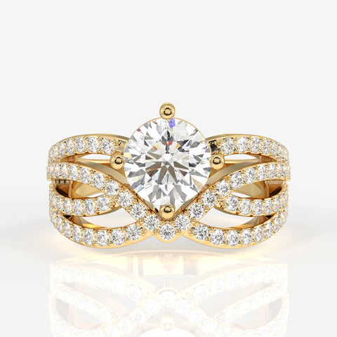 Round Cut Lab Grown Diamond Cocktail 14k Gold Ring