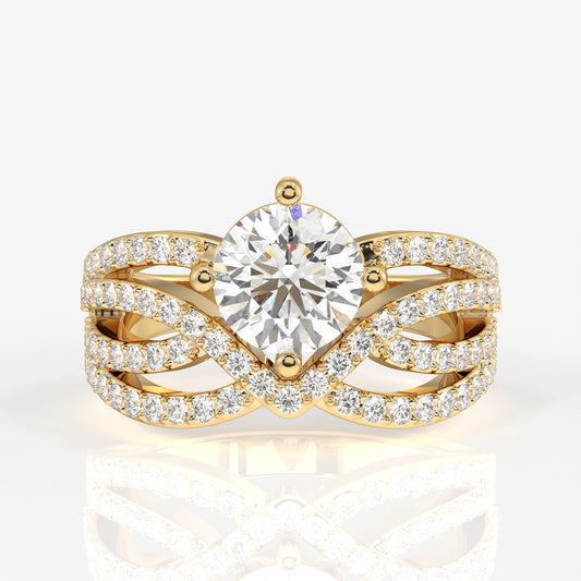 Round Cut Lab Grown Diamond Cocktail 18k Gold  Ring