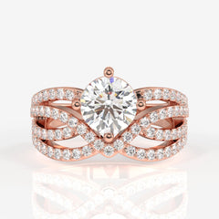 Round Cut Moissanite Diamond Cocktail Sterling Silver Ring