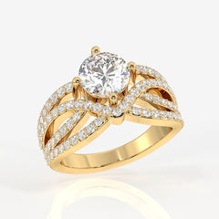 Round Cut Moissanite Diamond Cocktail 18k Gold  Ring