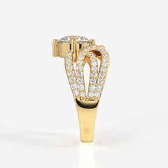 Round Cut Moissanite Diamond Cocktail 18k Gold  Ring