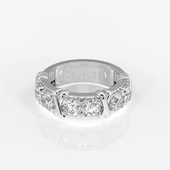 Round Cut Moissanite Diamond Wedding Band Sterling Silver Ring