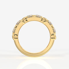 Round Cut Moissanite Diamond Wedding Band Sterling Silver Ring