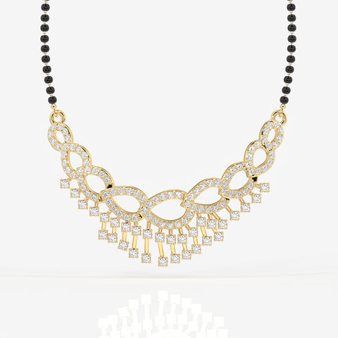 Round Cut Moissanite Diamond Women's 14K Gold Mangalsutra
