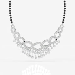 Round Cut Moissanite Diamond Women's Sterling Silver Mangalsutra